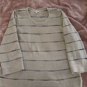 J. Jill Cream and Blues Crew Neck Sweater Nautical Stripes